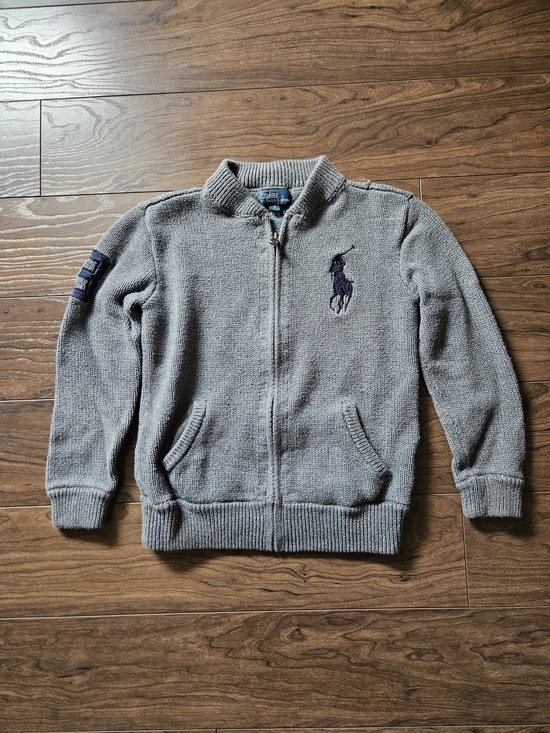 Ralph Lauren Other - Polo Ralph Lauren Kids Full Zip Knit Sweater Jacket Big Pony Grey Youth Size 6